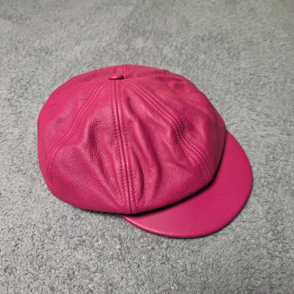 Wilsons Leather Womens OS Newsboy Cap Hot Pink Genuine Leather Baker Boy Hat